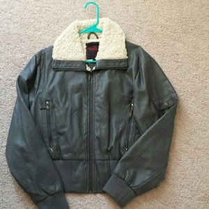 FAUX LEATHER BOMBER Like New